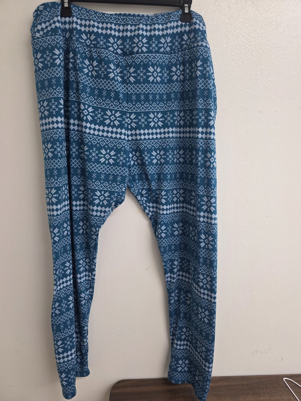 Cuddl Duds Teal and White Nordic Print Lounge Pants (0338)
